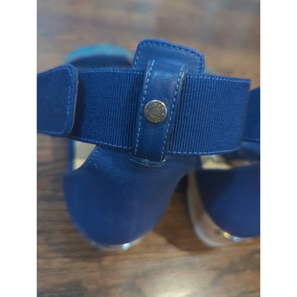 Jimmy Choo Blue Watersnake Ankle Strap Cork Sandals - Picture 6 of 8